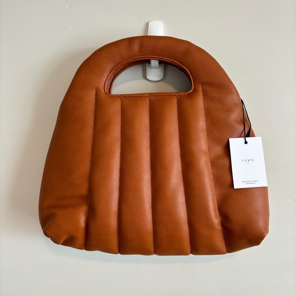 Fawn Design womens brown matte quilted handbag NWT with dust bag and strap